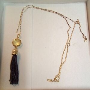 Chic Gold and Black Tassel Necklace